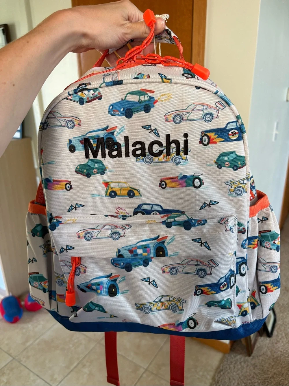 Crate&Barrel Kids Backpack with Multicolor Car Print